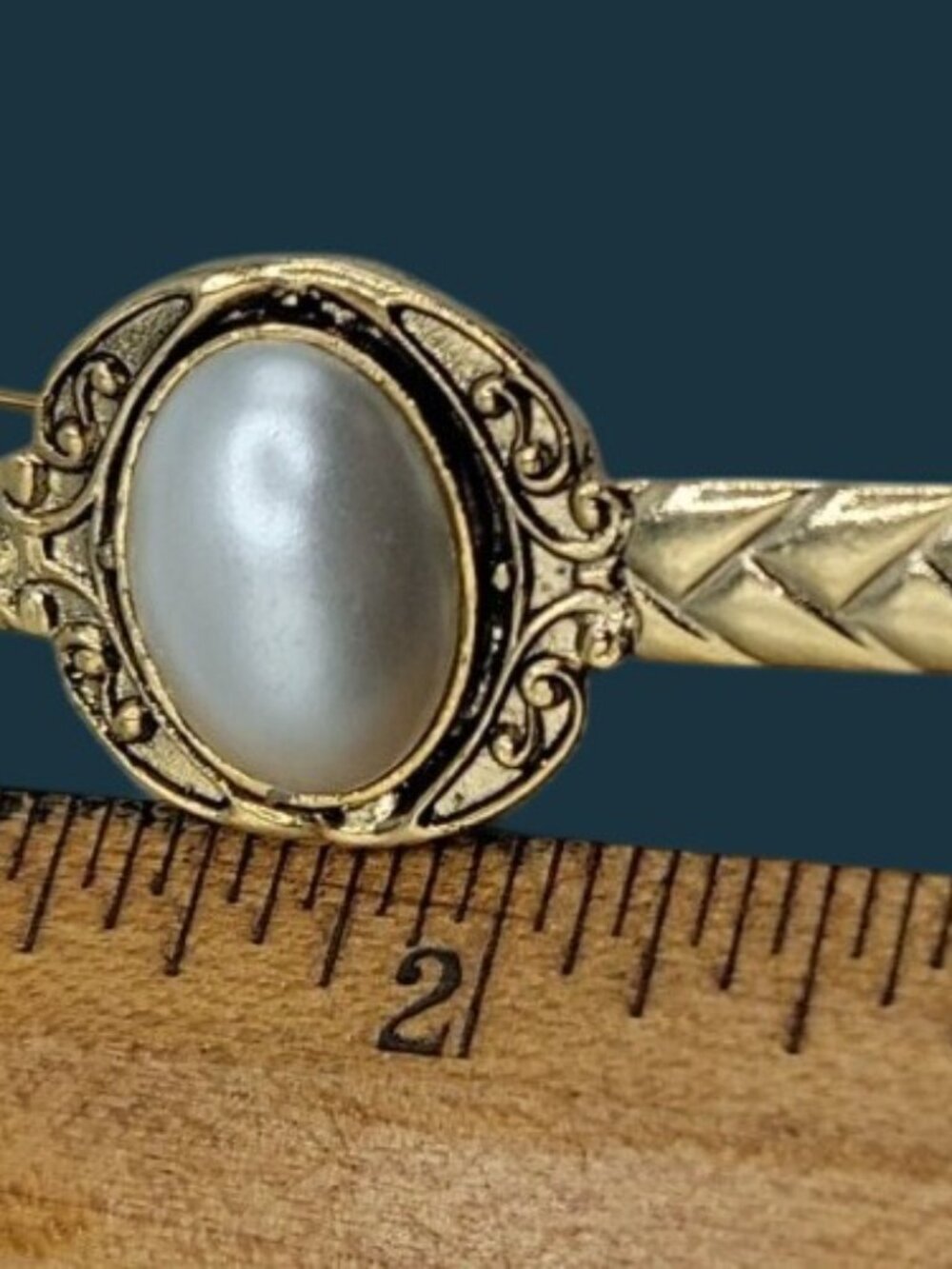 Vintage 1983 Danecraft Lasting Memory Collection Bar Brooch Chevron Pattern 3.25 - Picture 11 of 11